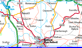 Map to Retford